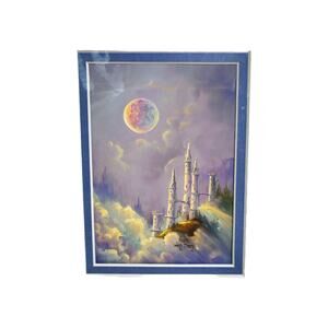 Vincent Fleming Studio 2018 Fantasy Moon Castle Clouds Mythical Art Print Matted